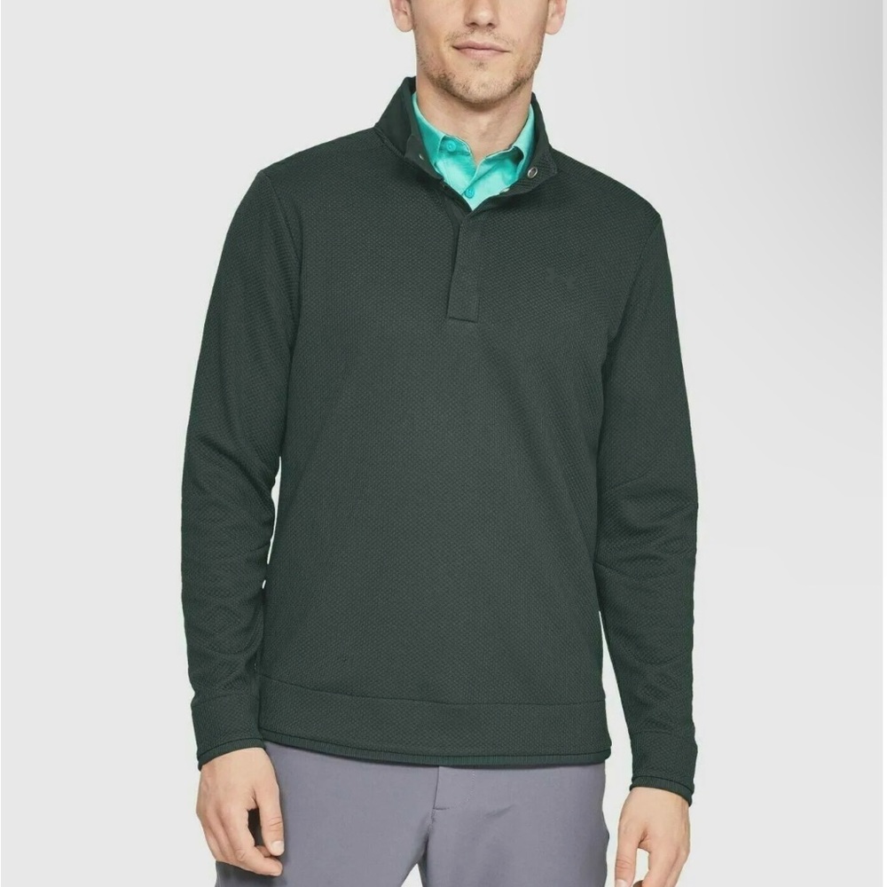 UNDER ARMOUR Storm Mens SweaterFleece Snap Mock Golf Pullover Green Size XXL